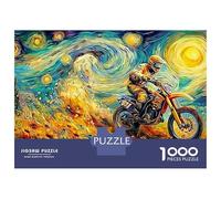 Motocross Starry Night 1000 Piece Sturdy Cardboard Jigsaw Puzzle Set for Adults Kids 12+,cool Artwork,Fun Present Activity Wall Decor Mind Relaxation 52x38cm/1000pcs