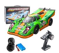 Motörform 1:16 60km/h High-Speed Brushed RC Drift Car with Demon Angel Eye Lights - 4WD Remote Control Racing Car Model for Adults (Model 917,Green)