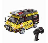 Motörform 1:24 RC Car Scale Delica - 4WD Full-Function Remote Control Truck with Manual 3-Speed Gearbox, LED Headlights, and Highly Detailed Simulation Model (Pearl Yellow)