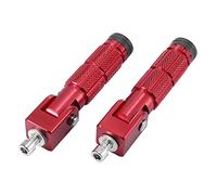 Motoforti 1 Pair 8mm Aluminum Alloy Universal Motorcycle Folding Rearsets Red