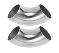 Motoforti 2pcs 90 Degree Mandrel Bend Elbow Car Modified Exhaust Pipe Tubing Piping 1.5" Inch OD Thickness 1.5mm/16GA 38x100x1.5mm 304 Stainless Steel Silver Tone