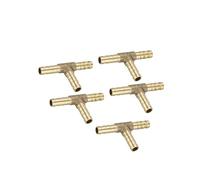 Motoforti 5pcs 1/4" 6mm Hose ID Brass Barb Hose Fitting Tee T 3 Way Connector Long-lasting