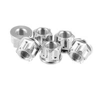 Motoforti 6pcs Titanium Alloy M10 Pitch 1.25mm Sprocket Flange Nut Silver Tone