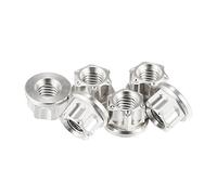 Motoforti 6pcs Titanium Alloy M6 Pitch 1.0mm Flange Bolt Nut for Bicycle Motorcycle Motor Bike Rear Wheel Axle Sprocket Car Modification Accessories Silver Tone