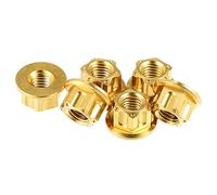 Motoforti 6pcs Titanium Alloy M8 Pitch 1.25mm Sprocket Flange Nut Gold Tone