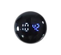 Motoforti Car Clock Black Circle White Blue Light Analog Clock for Car Round ABS/Rubber 3.8x3.8x0.9cm Sticky Water Proof/Display Time 1 Pcs