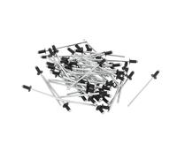 Motoforti Open End Large Flange Blind Rivets 2.4mm Grip Diameter 5mm Grip Length 5mm Flange Diameter Aluminum Alloy Iron Silver Tone Black 50 Pcs