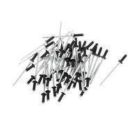 Motoforti Open End Large Flange Blind Rivets 2.4mm Grip Diameter 8mm Grip Length 5mm Flange Diameter Aluminum Alloy Iron Silver Tone Black 50 Pcs