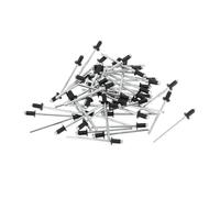Motoforti Open End Large Flange Blind Rivets 3.2mm Grip Diameter 8mm Grip Length 6mm Flange Diameter Aluminum Alloy Iron Silver Tone Black 50 Pcs