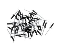 Motoforti Open End Large Flange Blind Rivets 4mm Grip Diameter 12mm Grip Length 8mm Flange Diameter Aluminum Alloy Iron Silver Tone Black 50 Pcs