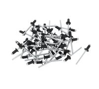 Motoforti Open End Large Flange Blind Rivets 5mm Grip Diameter 10mm Grip Length 9mm Flange Diameter Aluminum Alloy Iron Silver Tone Black 50 Pcs
