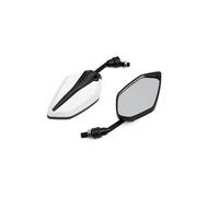 Motoforti Pair White Black Polygon Rear Side View Mirror for Motorcycle Long-lasting