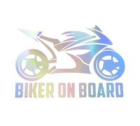 Motoforti Reflective Bumper Decal Laser Rectangle Biker on Board Motorcycle Pattern Reflective Car Sticker Personalized Decoration