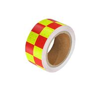 Motoforti Universal 5cmx10m Fluorescent Yellow and Red Checkered Car Reflective Stickers Reflective Tape Safety Warning Reflective Protector - Pack of 1 Long-lasting