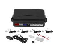 Motoforti Universal Auto Vehicle Reverse Backup Radar System Reverse Parking Sensors Distance Detection Silver Tone 4 Pcs Parking Sensors Alarm Buzzer Reminder