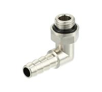 Motoforti Universal Car 90 Degree Brass Fitting Hose Adapter, Hose Fitting, 6mm 1/4" Barb to Male G1/8" BSP BSPT, Durable, Brass, Silver Tone