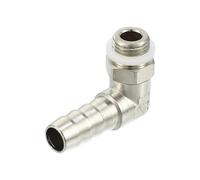 Motoforti Universal Car 90 Degree Brass Fitting Hose Adapter, Hose Fitting, 8mm 5/16" Barb to Male Metric M10x1, Durable, Brass, Silver Tone