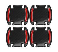 Motoforti Universal Car Door Handle Cup Cover Protection Film Reflective Stickers Anti-scratch, Epoxy Resin, Black Red, 4 Pcs