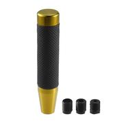 Motoforti Universal Car Shift Knob, Gear Shifter Knob with 3 Adapter for Automatic and Manual Vehicle, 18cm, Punched Faux Leather, Gold Tone, 1 Set