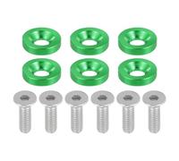 Motoforti Universal Finishing Countersunk Fender Bumper Washers, Gasket Screw Engine Bay Dress Up Fastener Kit for Motorcycle, M6, Aluminum Alloy, Green, 6pcs