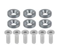Motoforti Universal Finishing Countersunk Fender Bumper Washers, Gasket Screw Engine Bay Fastener Kit for Motorcycle, M6, Aluminum Alloy, Titanium Tone, 6pcs