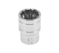 Motoforti Universal Impact Socket Hardware Tool 38mm Durable Chrome Vanadium Steel Silver Tone 1 Pcs 12 Point 20mm for Car Motorcycle Dirtbike 1/2 Inch Drive