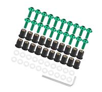 Motoforti Universal Motorcycle Windscreen Screws Bolts, M5x0.8, Rubber, Aluminum Alloy, Green, 20 Pc