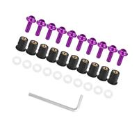 Motoforti Universal Motorcycle Windscreen Screws Bolts, M5x0.8, Rubber, Aluminum Alloy, Purple, 10 Pc