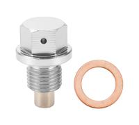 Motoforti Universal Oil Pan Screw Oil Drain Plug Sump Drain Nut Bolt, M14x1.25, Aluminium Alloy, Silver Tone, 1 Set