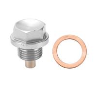 Motoforti Universal Oil Pan Screw Oil Drain Plug Sump Drain Nut Bolt, M18x1.5, Aluminium Alloy, Silver Tone, 1 Set
