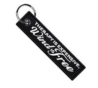 MotoLoot Keychain for Motorcycles, Scooters, Cars and Gifts (Therapy Is Expensive Wind Is Free)
