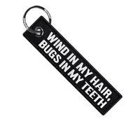 MotoLoot Keychain for Motorcycles, Scooters, Cars and Gifts (Wind In My Hair Bugs In My Teeth)