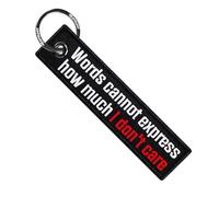 MotoLoot Keychain for Motorcycles, Scooters, Cars and Gifts (Words Cannot Express How Much I Don't Care)