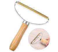MOTONG 1 Pack Lint Remover, Double Carpet Scraper Manual Brush Tool Shaver Clothes Fuzz Roller Wooden Handle Reusable Mini Lint Cleaner for Pet Hair, Fuzz