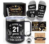 MOTONG 21st Birthday Gifts for Men - Unique Funny Gift Baskets for 21st Men, 7Pcs 21 Years Old Mens Birthday Gifts Ideas Keepsake, Presents for Son, Friend, Brother, Lover