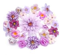 MOTONG 30 PCS Artificial Flowers for Decoration-Fake Flowers Heads for Cake Decorations, DIY Silk Flowers Purple Artificial Flowers Decorative Bridal Bouquet Flower Wall Panel Party Wedding