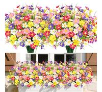MOTONG Artificial Flowers Outdoor,12 Bundles of 6 Color UV Resistant Artificial Plants Outdoor Plastic Flowers for Outdoors Faux Daisy Fake Flowers for Home Decoration Indoor Garden Office