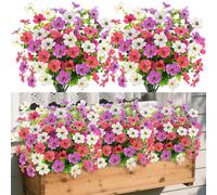 MOTONG Artificial Flowers Outdoor, 8 Bundles of 4 Color Plastic Flower for Outdoors, Fake Garden Plants Silk Flowers Artificial Outdoor Plant Indoor for Outdoors Wedding Home Window Faux Plants
