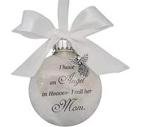 MOTONG Christmas Memorial Baubles Ball ”I Have an Angel in Heaven” Small Angel Plastic Baubles Christmas Bauble Pendant, Mum Dad Son Daughter Husband Hanging Decoration(Mom)