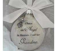 MOTONG Christmas Memorial Baubles Ball ”I Have an Angel in Heaven” Small Angel Plastic Baubles Christmas Bauble Pendant, Mum Dad Son Daughter Husband Hanging Decoration(Grandma)