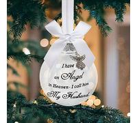MOTONG Christmas Memorial Baubles Ball ”I Have an Angel in Heaven” Small Angel Plastic Baubles Christmas Bauble Pendant, Mum Dad Son Daughter Husband Hanging Decoration(My Husband)