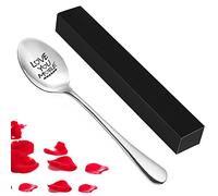 MOTONG Engraved Spoon Love You More, Personalized Stainless Steel Dinner Spoon with Luxury Box, Exquisite Valentine's Day Gifts Festival Gifts for Boyfriend, Girlfriend, Valentine's Day, Christmas