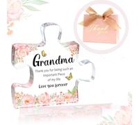 MOTONG Grandma Birthday Gifts with Gift Box, Gifts for Grandma, Christmas Acrylic Plaque Block Puzzle Shaped Beautiful Grandma Gifts 3.9x3.4inch Presents for Grandmother on Thanksgiving