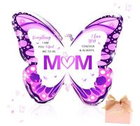 MOTONG Mum Gifts With Gift Box, Mum Birthday Gifts Purple Butterfly Crystal Acrylic Plaque Gifts Best Mum Gifts for Mothers Day Gifts Thanksgiving Christmas Presents for Mum Thank You Gifts for Women