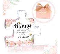 MOTONG Nanny Birthday Gifts with Gift Box, Gifts for Nanny, Christmas Nanny Birthday Gifts, Beautiful Acrylic Block Puzzle Shaped 3.9x3.4inch Nanny Gifts from Grandchildren for Nanny on Thanksgiving