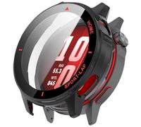 MOTONG PC Full Coverage Protective Watch Case Cover Tempered Glass Screen Protector Compatible with Huawei Watch GT Runner 2, PC Hard Watch Case Watch Accessory(Black + Red)
