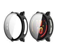 MOTONG PC Full Coverage Protective Watch Case Cover Tempered Glass Screen Protector Compatible with Garmin Bounce 2, PC Hard Watch Case Watch Accessory(Black)