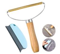 MOTONG Portable Lint Removers with ABS Comb Set, Double Carpet Scraper Manual Roller Wooden Handle Reusable Multifunctional Mini Lint Cleaner for Fuzz, Pet Hair