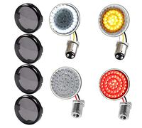 MotoParAcc 1157 Front 1156 Rear LED Turn Signals, 2 Inch Bullet 12V Motorcycle Blinker Running Lights for Harley Dyna, Road King, Sportster 1200, Iron 883