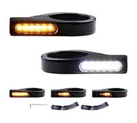 MotoParAcc Switchback Sequential Front Fork LED Turn Signals with Relocation Kit, Motorcycle Running Lights for 39-41mm Front Mount Fork Harley Sportster 883 1200 Dyna Touring Road King 1986-2013